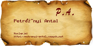 Petrányi Antal névjegykártya